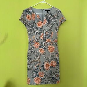 Banana Republic Gray and Blue Floral Dress 0P